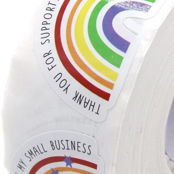 50 THANK YOU FOR SUPPORTING MY SMALL BUSINESS Rainbow Star Stickers 1" … - Picture 2 of 7